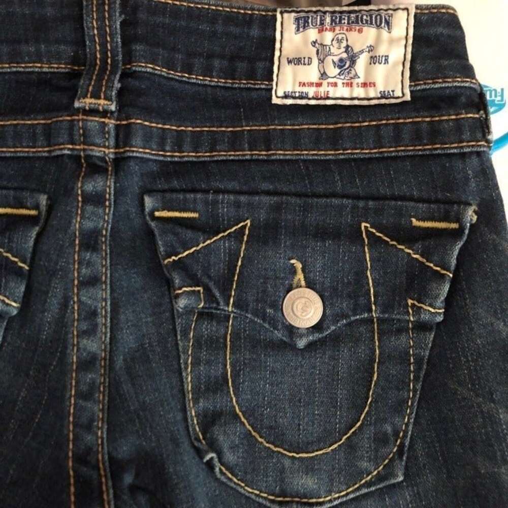 True Religion sz 26 Julie Raw Hem Dark Wash Skinny Jeans